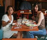 Debi Mazar having lunch in Greenwich Village with Rosie Perez